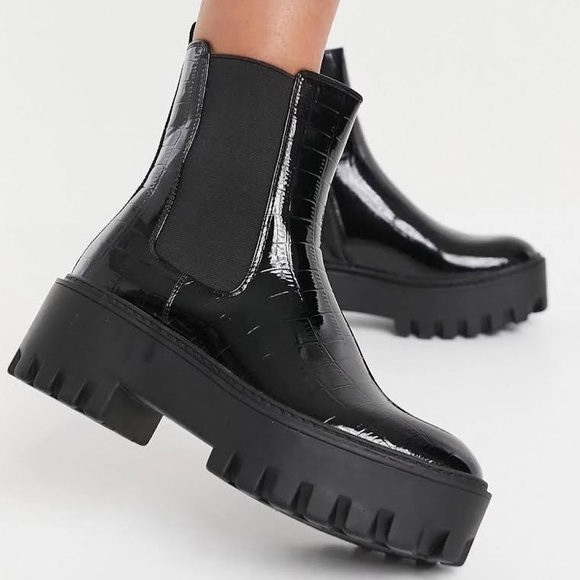 ASOS Shoes - Size 10 Simmi London Amana chunky ankle boots in black croc